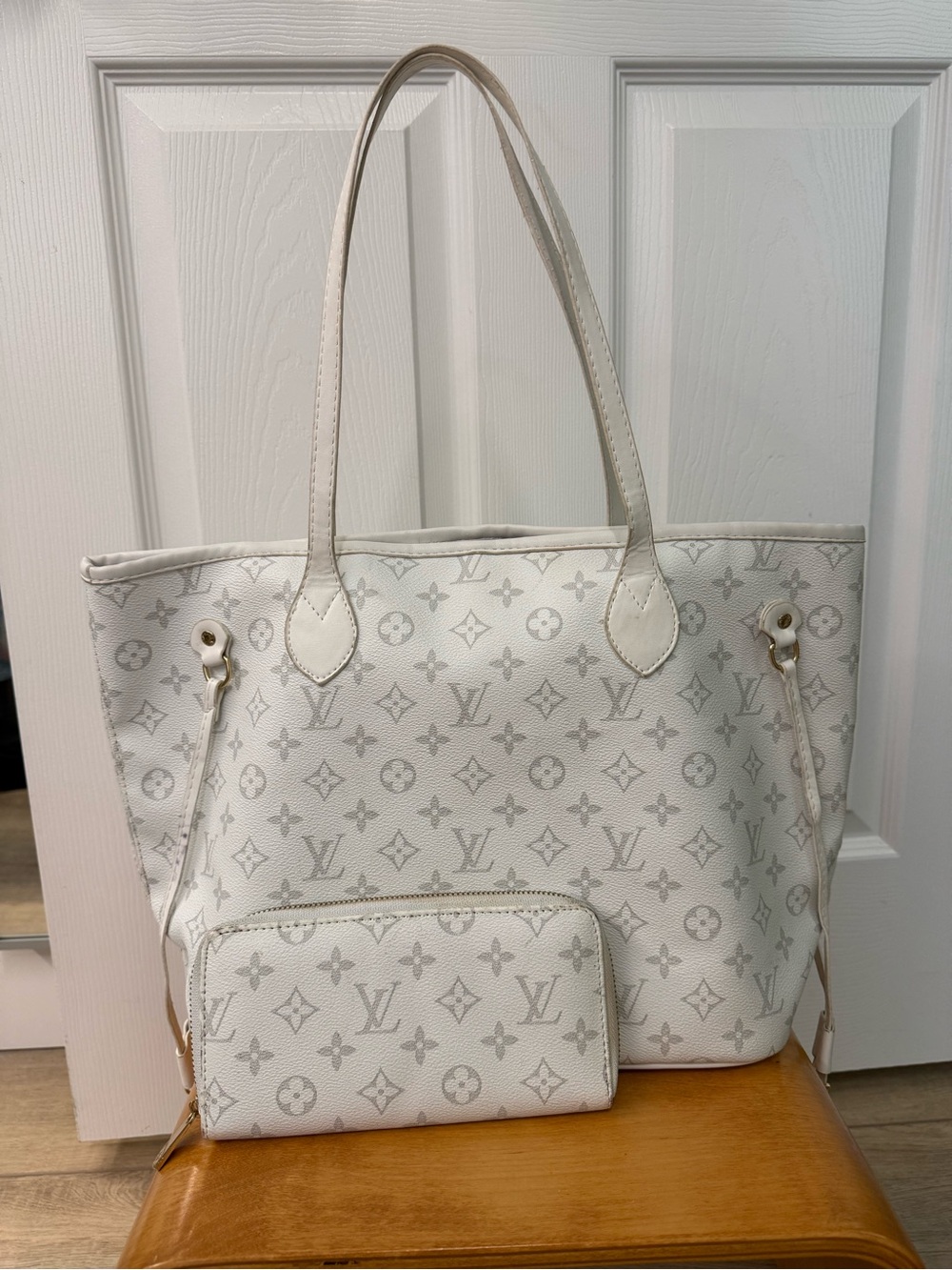Designer Inspired Vintage Monogram Tote with Matching Wallet